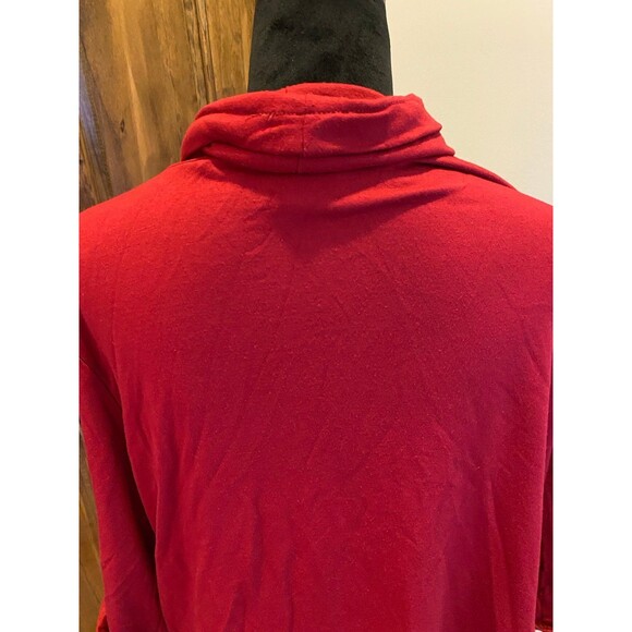 Ruby Rd Pullover Blouse Size XLRed Fringed Top Cowl Neck Plus - Picture 7 of 11